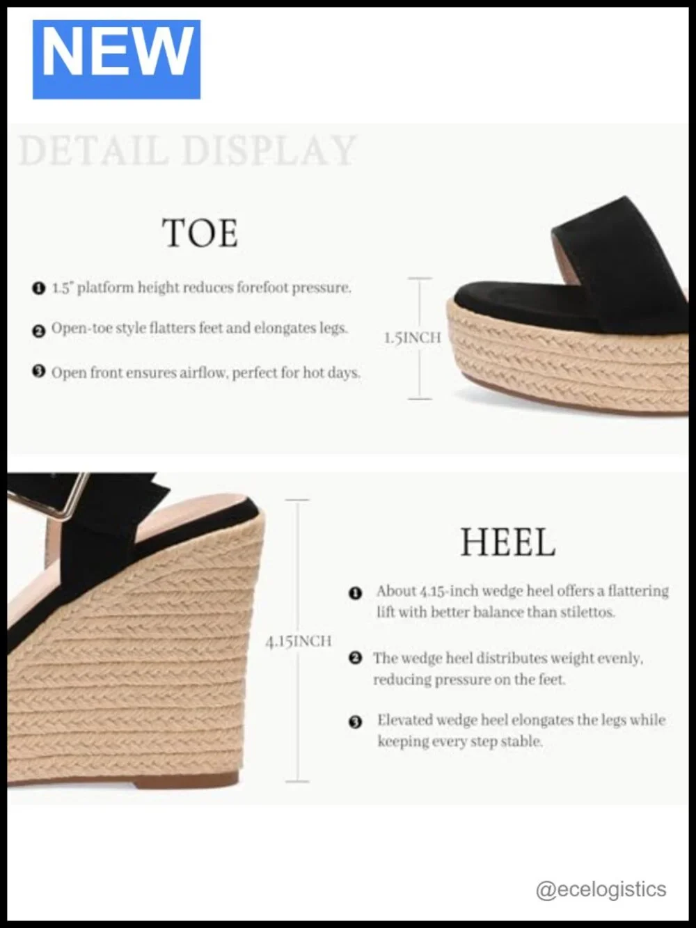 Braided Jute Platform Wedge Sandals Ankle Strap Open Toe